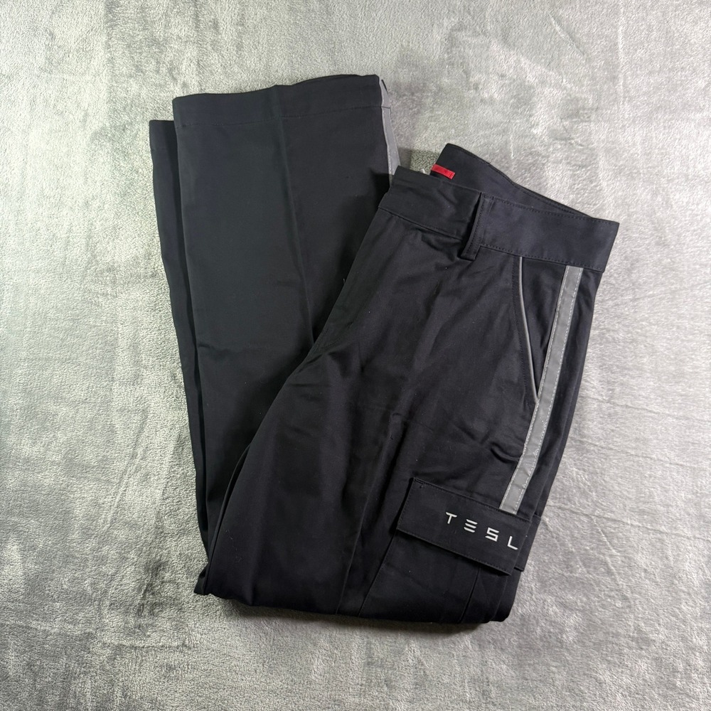 Tesla Black Utility Cargo Pants Womens 16X30 Silver Stripe Accents